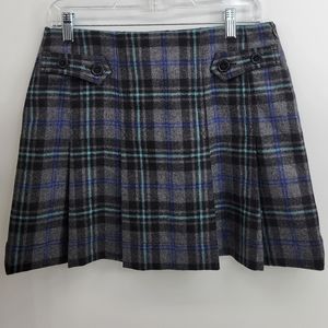 Gap Pleated Wool Plaid Mini Skirt Size 4 - image 1